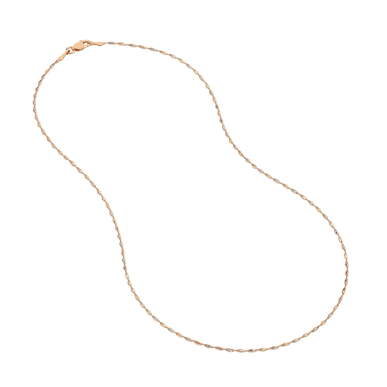 14K Rose White Gold 1.35mm Two-Tone Dorica Chain Necklace with Lobster Lock