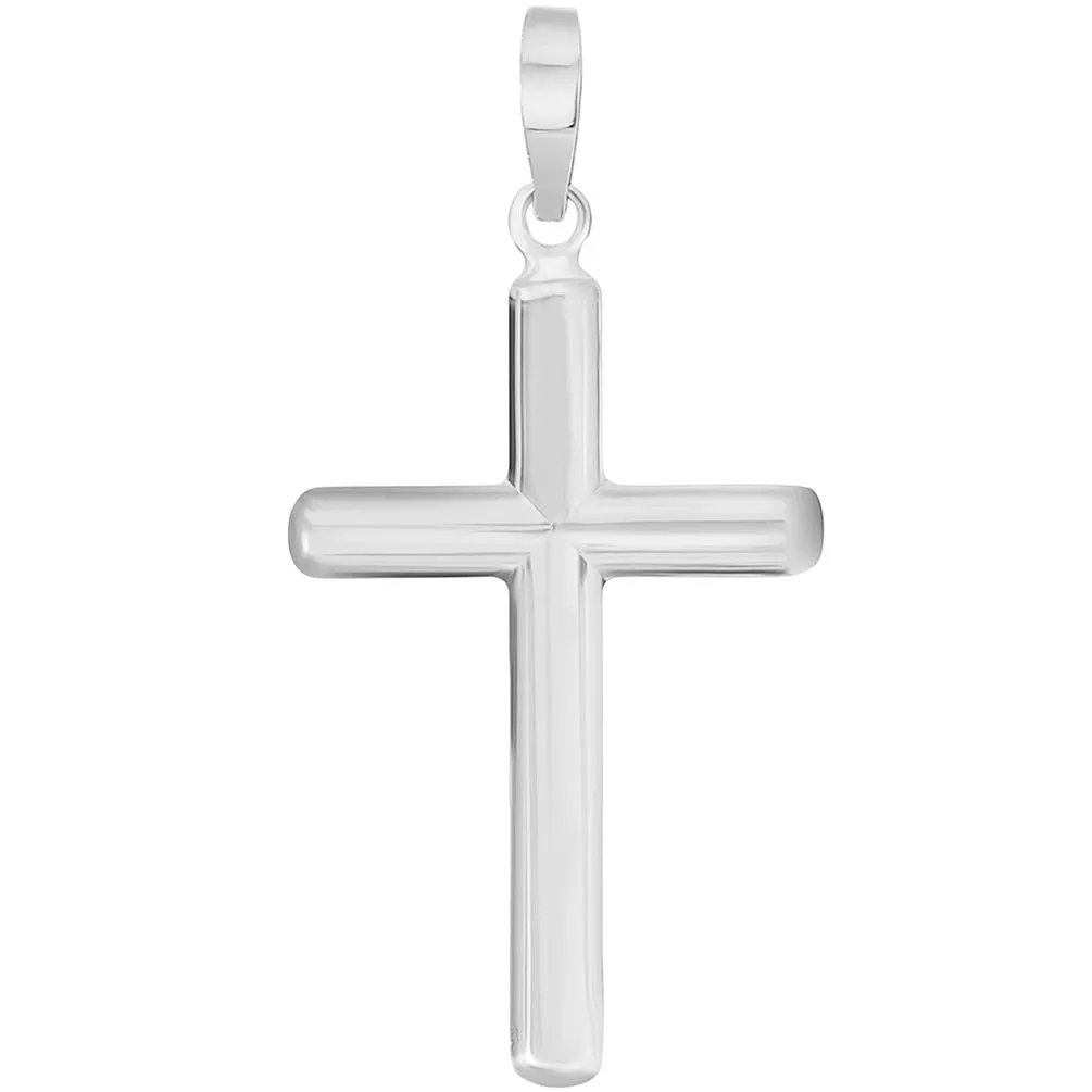 14k Solid Yellow Gold, White Gold or Rose Gold Traditional Religious Plain Cross Pendant