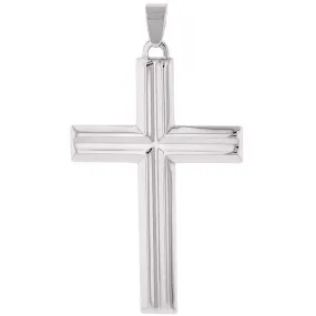 14k White Gold Crucifix Large Religious Cross Pendant (53.5 x 30.5 mm)