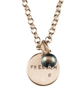 16” Sterling 'Freedom' Diamond & Grey Pearl Charm Necklace