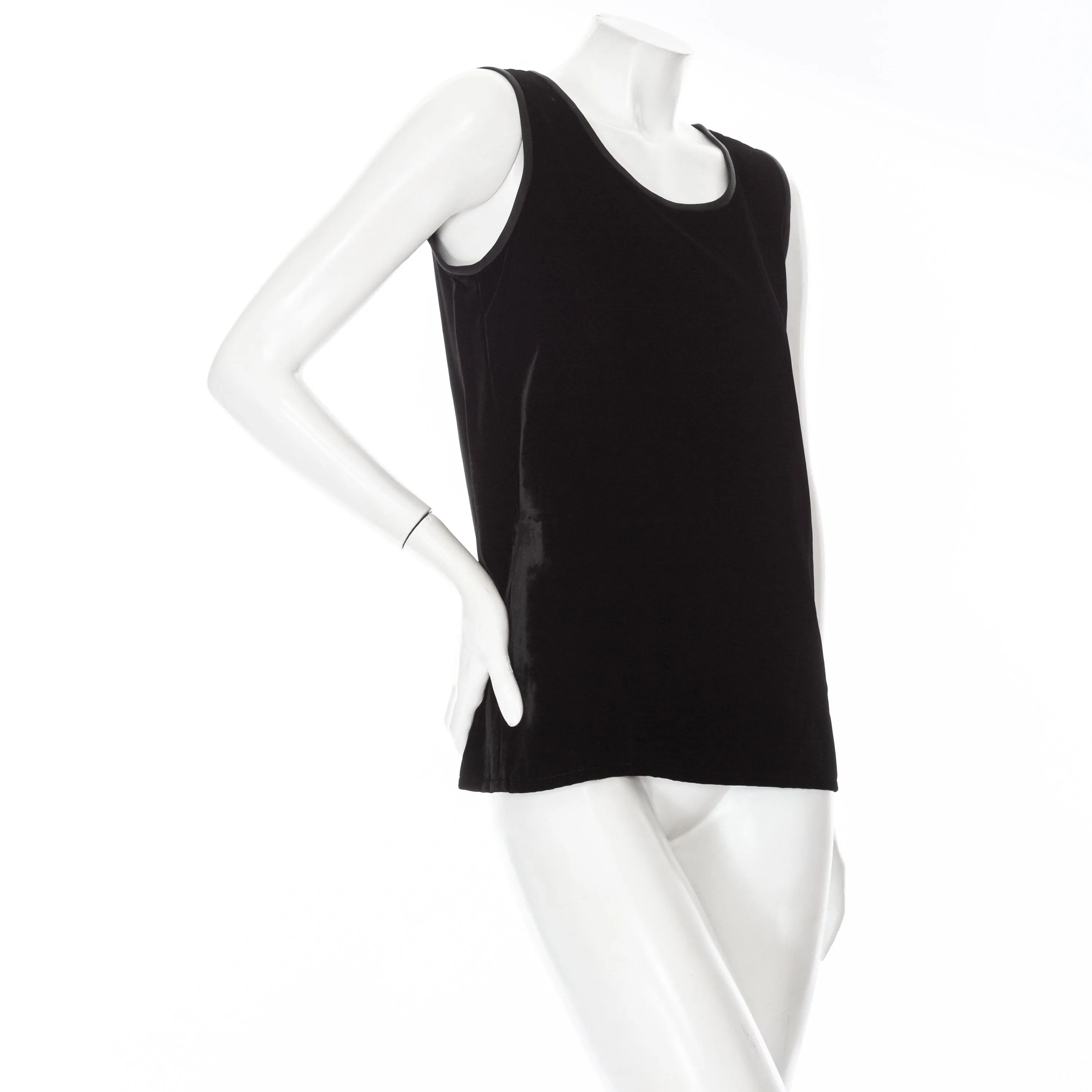 1990s Black Velvet Sleeveless Tank Top