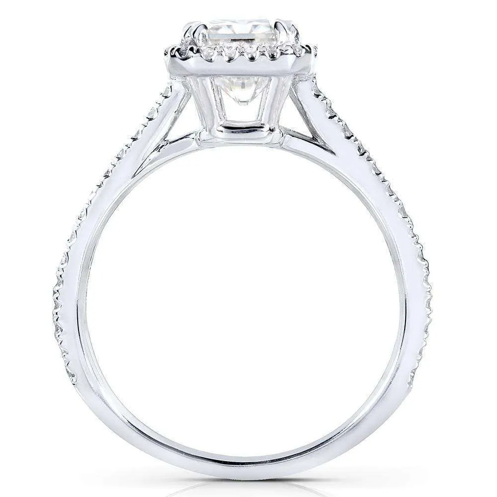 1ct Natural Diamond Emerald-cut Halo Ring