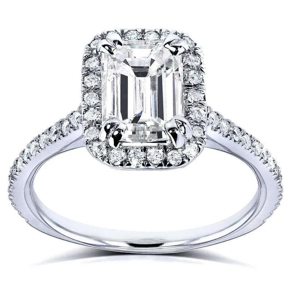 1ct Natural Diamond Emerald-cut Halo Ring