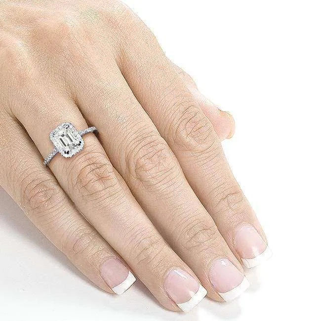 1ct Natural Diamond Emerald-cut Halo Ring