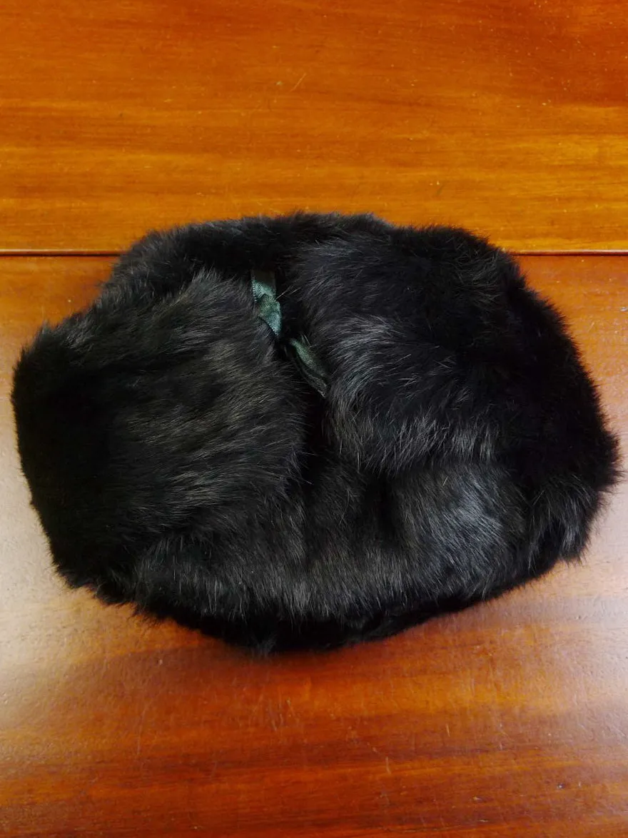 23/0492 immaculate vintage black rabbit fur trapper hat 58 cms