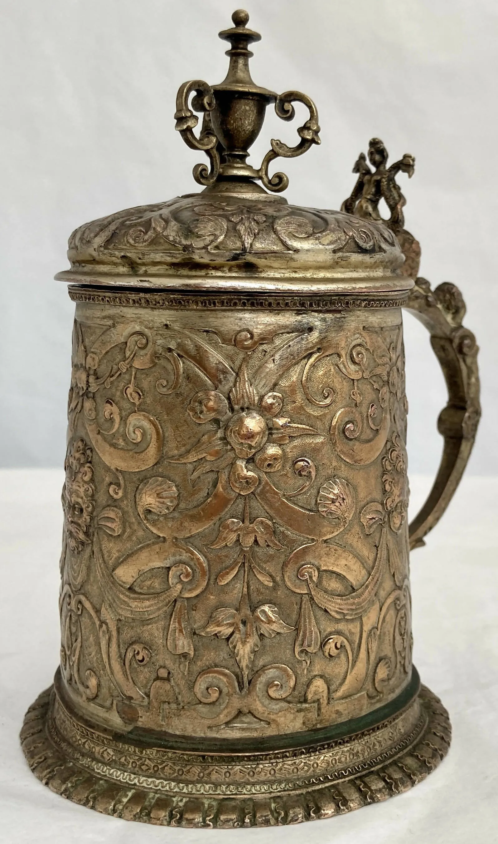 A 19th Century Gilt Copper Electrotype Copy of a 17th Century German Tankard.