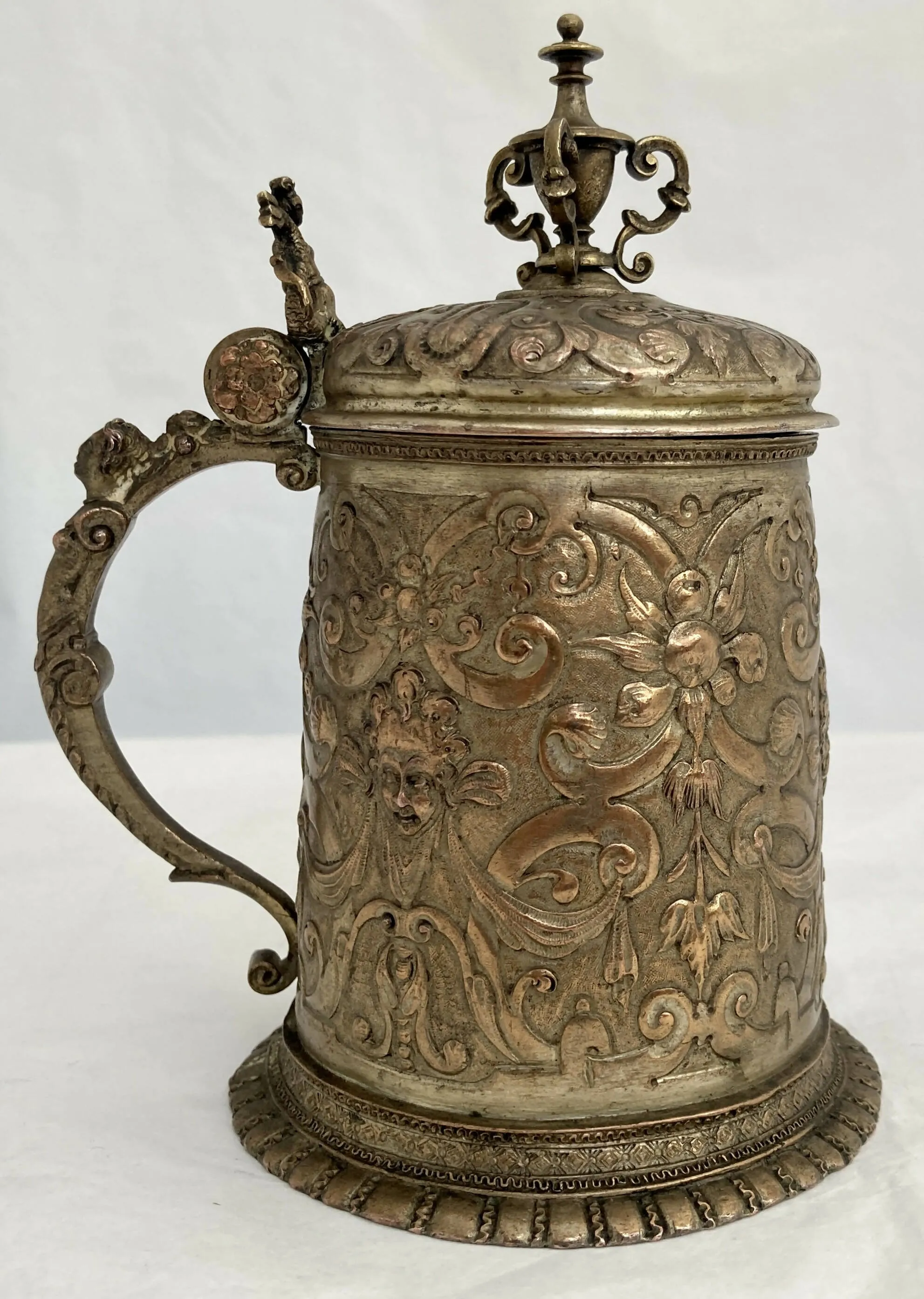 A 19th Century Gilt Copper Electrotype Copy of a 17th Century German Tankard.