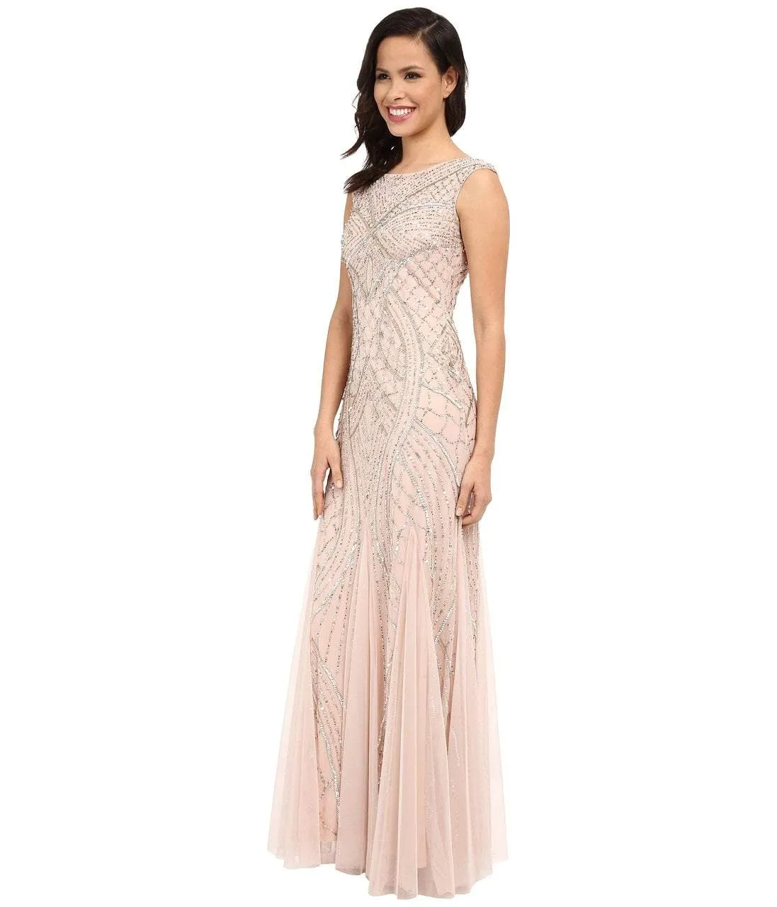 Adrianna Papell 61910460 Sequin Embellished Sleeveless Godet Gown