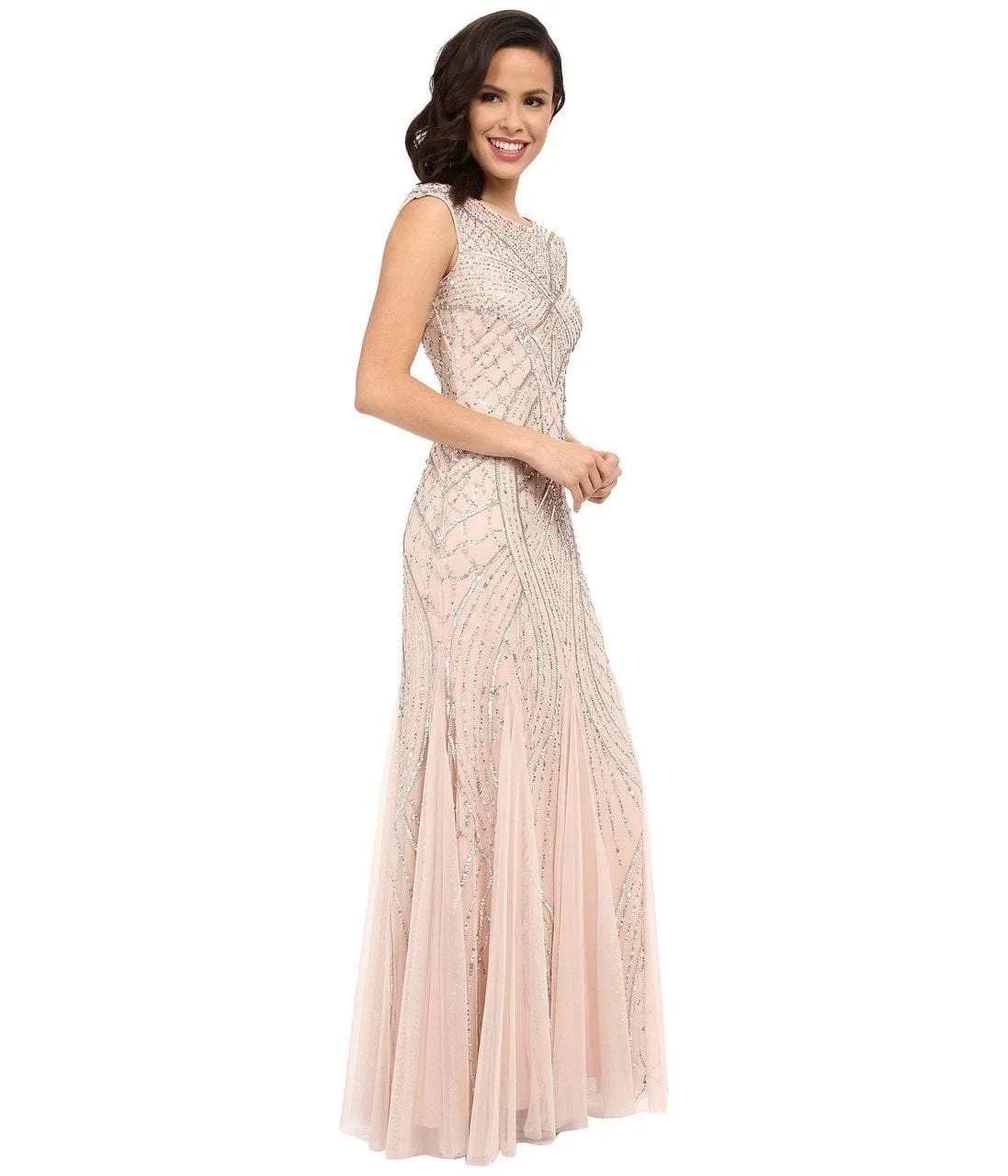 Adrianna Papell 61910460 Sequin Embellished Sleeveless Godet Gown