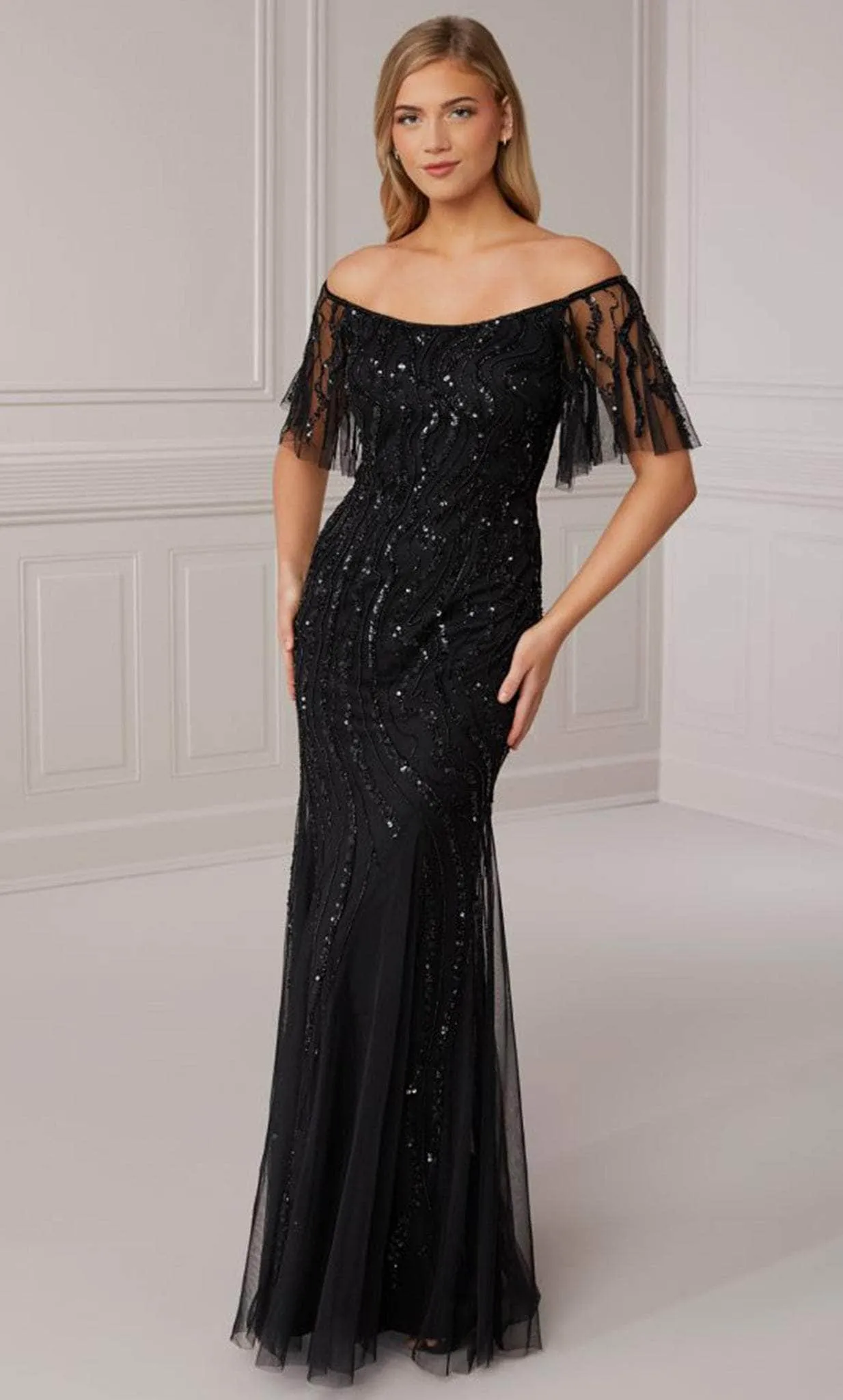 Adrianna Papell Platinum 40422 - Off Shoulder Formal Sheath Gown