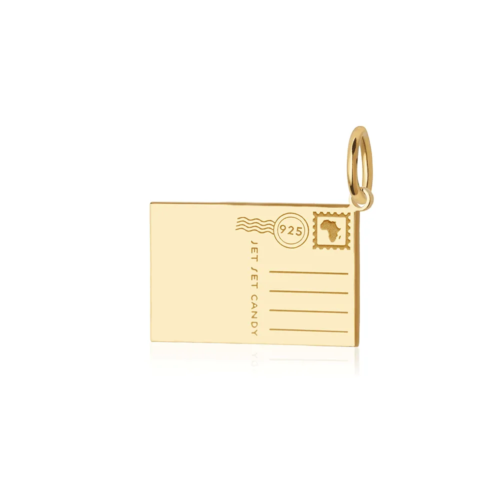 Africa Customizable Postcard Charm, Solid Gold