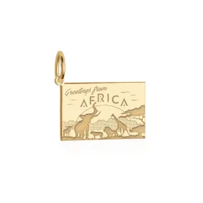 Africa Customizable Postcard Charm, Solid Gold