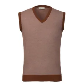 All-Over Monogram V-Neck Cotton Gilet in Brown