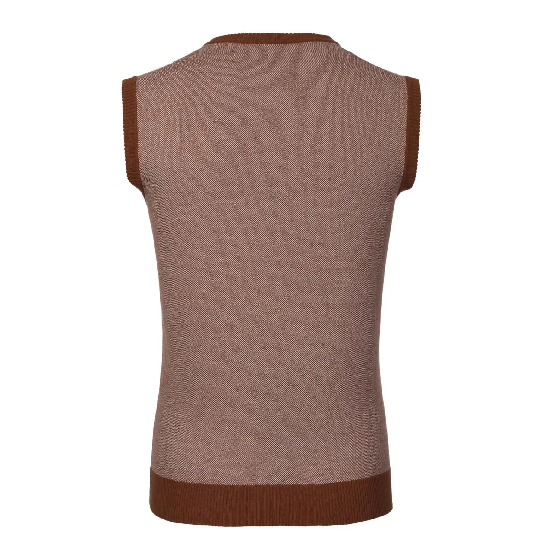 All-Over Monogram V-Neck Cotton Gilet in Brown