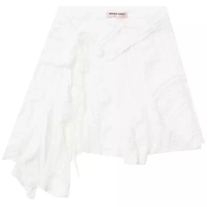 American Retro Design White Lace Irregular Hem Skirt ZIZ0158