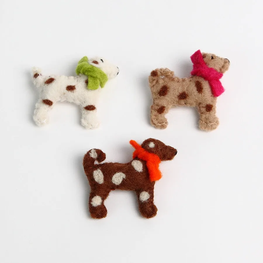 Amica Brown Felt Spotty Dog Brooch