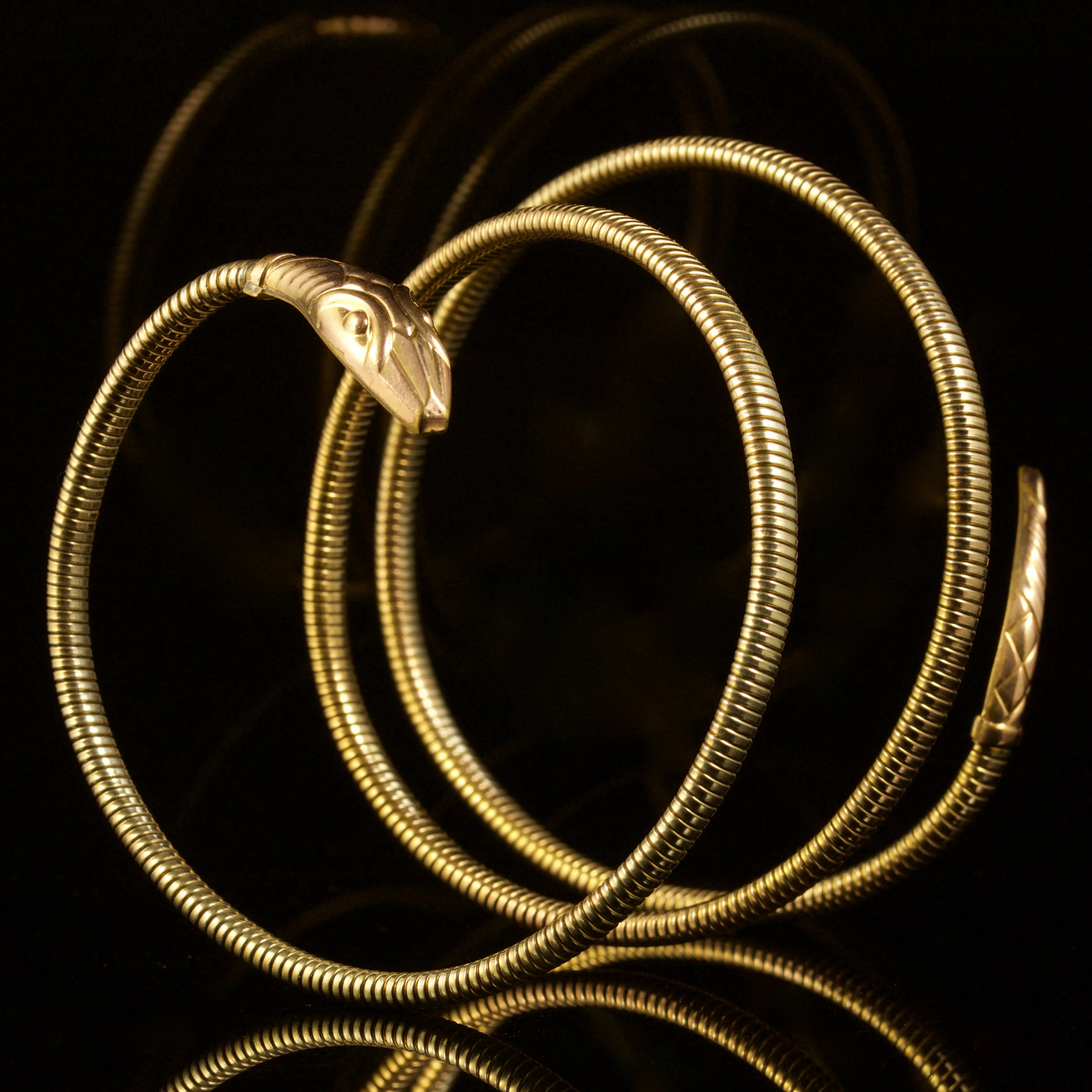 Antique Art Deco Snake Bangle Gold Circa 1920