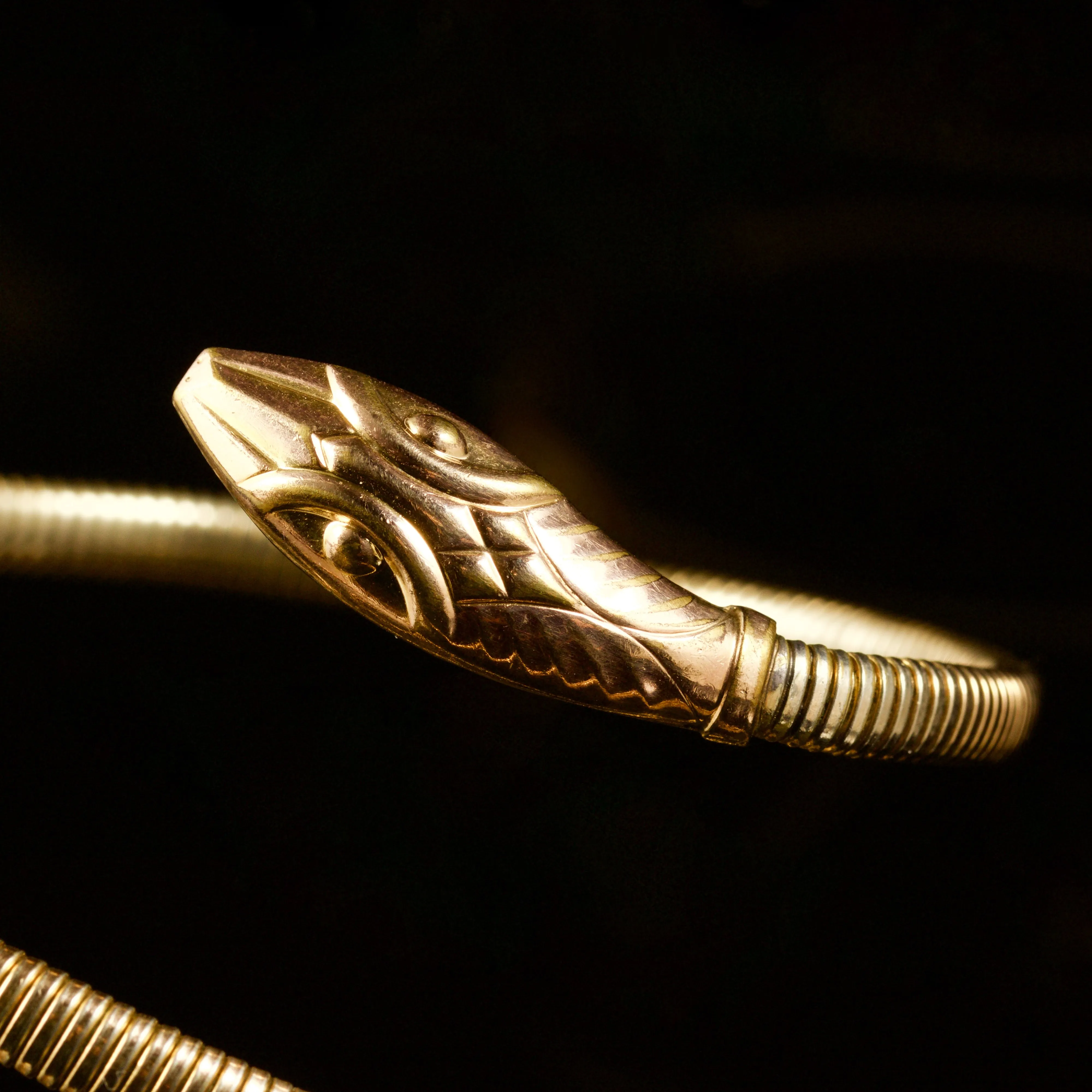 Antique Art Deco Snake Bangle Gold Circa 1920