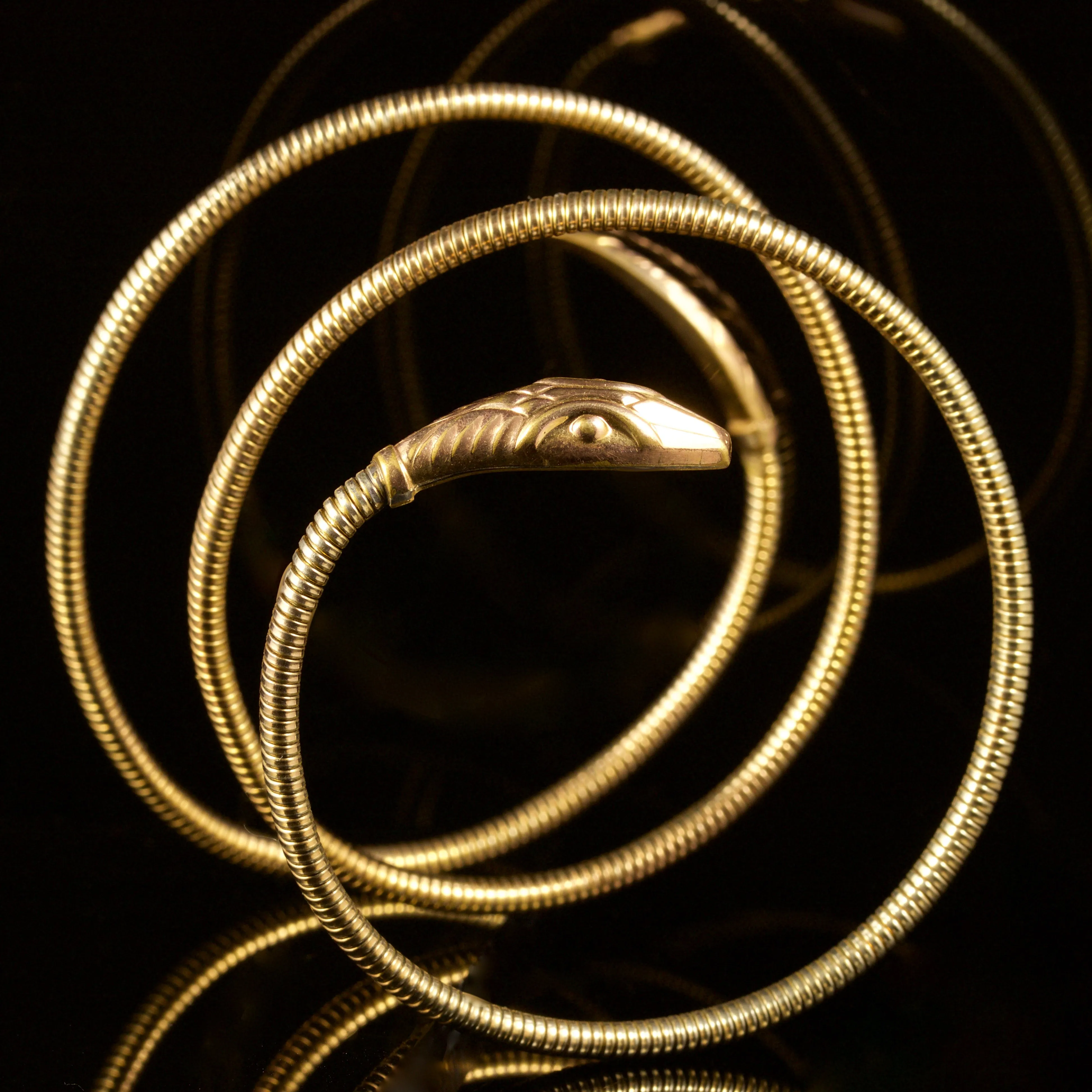 Antique Art Deco Snake Bangle Gold Circa 1920