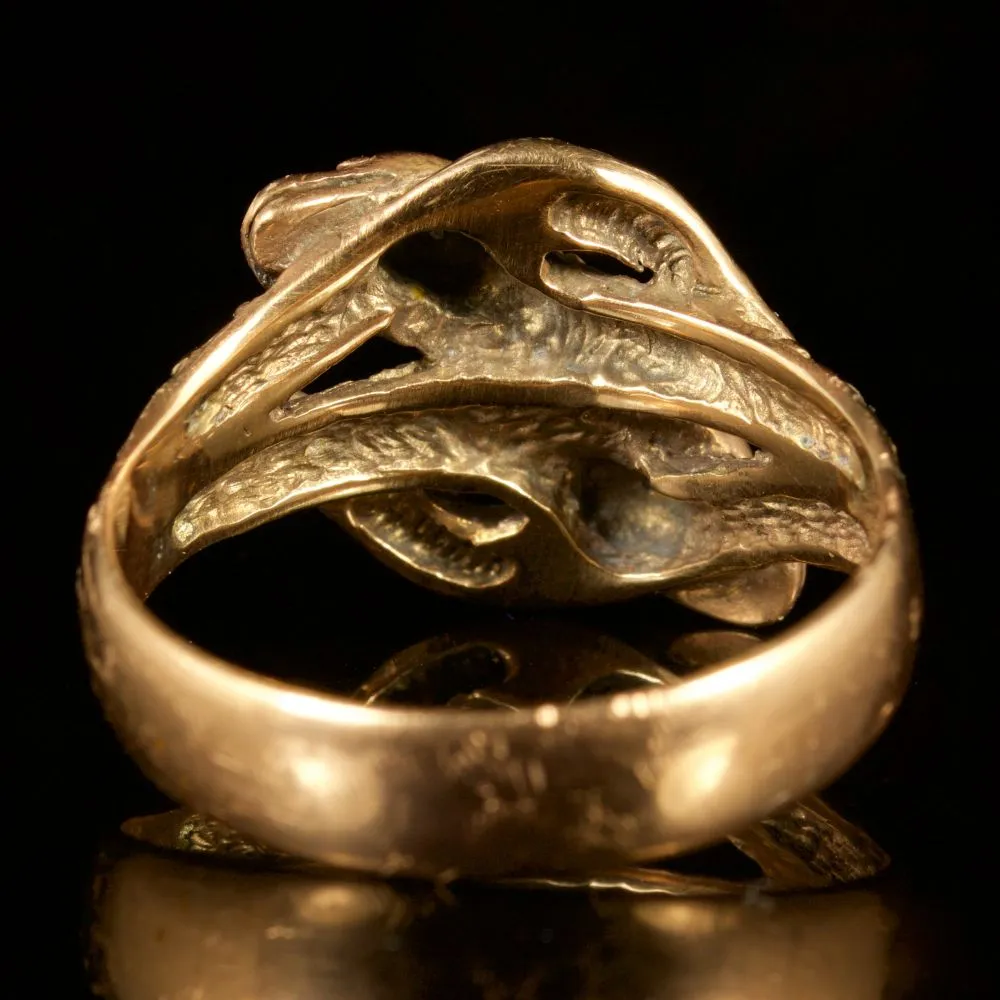 Antique Edwardian Double Snake Ring Unisex 9Ct Dated 1913