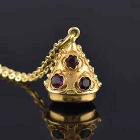 Antique Etruscan 18K Gold Amethyst Pendant Charm