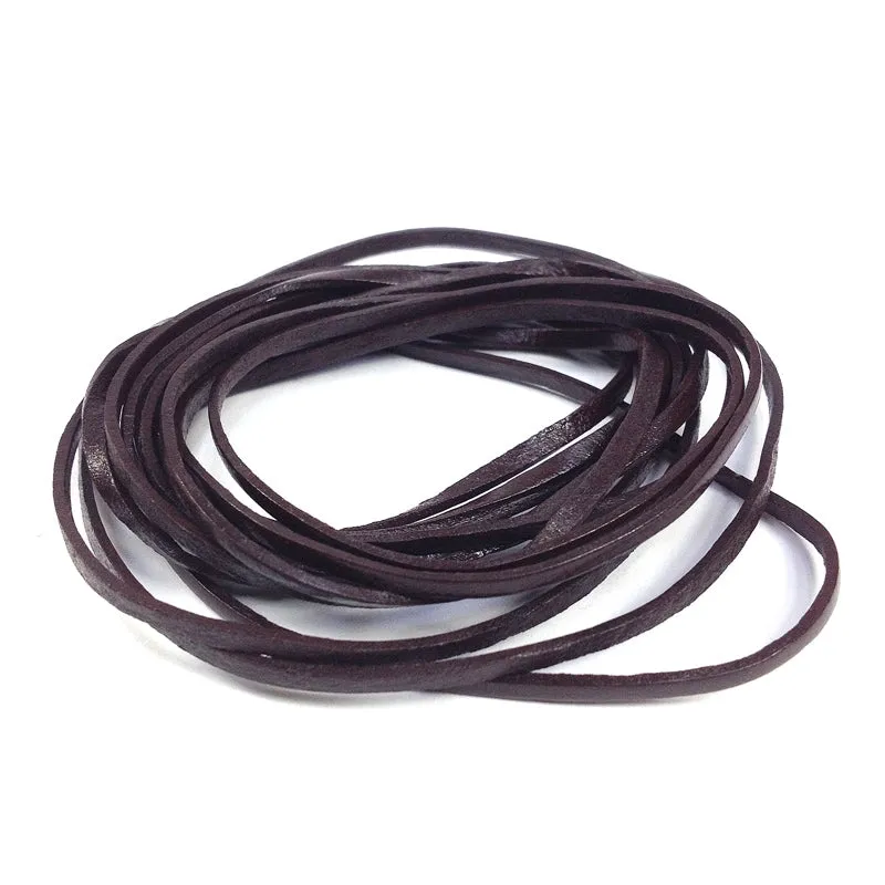 Arbee Leather Thonging, 2mm Flat Brown- 2m