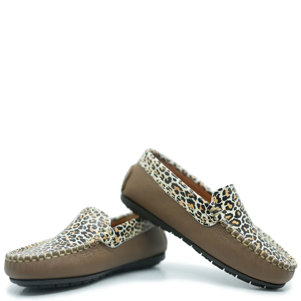 Atlanta Mocassin Taupe Leopard Loafer