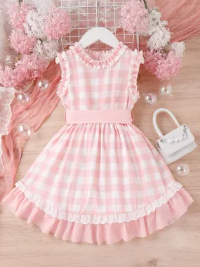 Baby Doll Ruffled Pink Gingham Dress