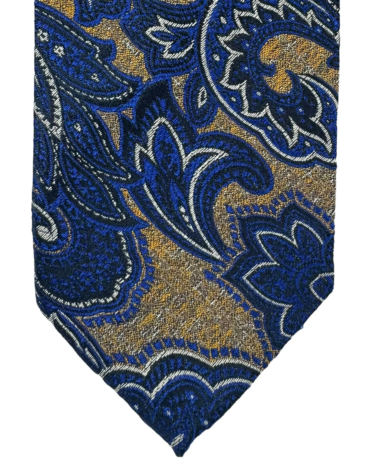 Barba Sevenfold Tie Dark Blue Brown Taupe Olive Paisley Design