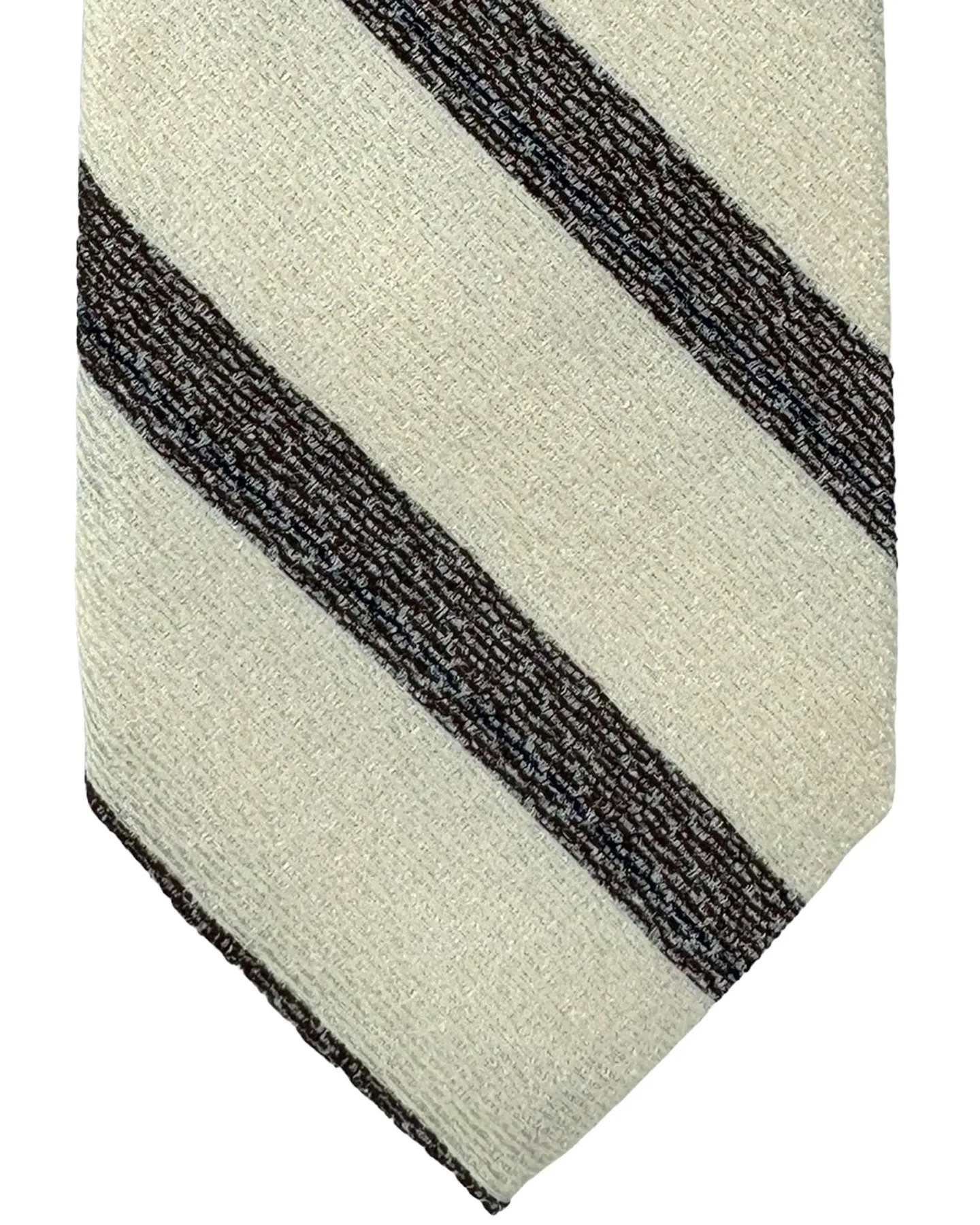 Barba Sevenfold Tie White Brown Gray Stripes Design FINAL SALE