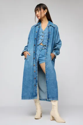 Basic Blue Denim Trenchcoat