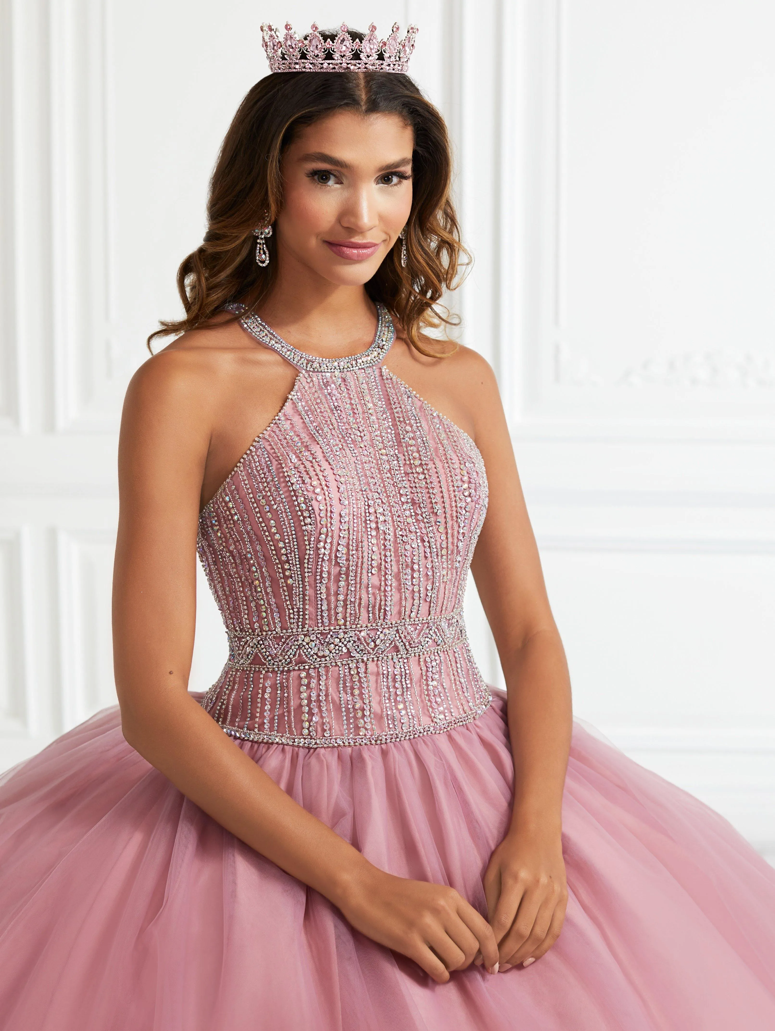 Beaded Halter Quinceanera Dress by Fiesta Gowns 56391