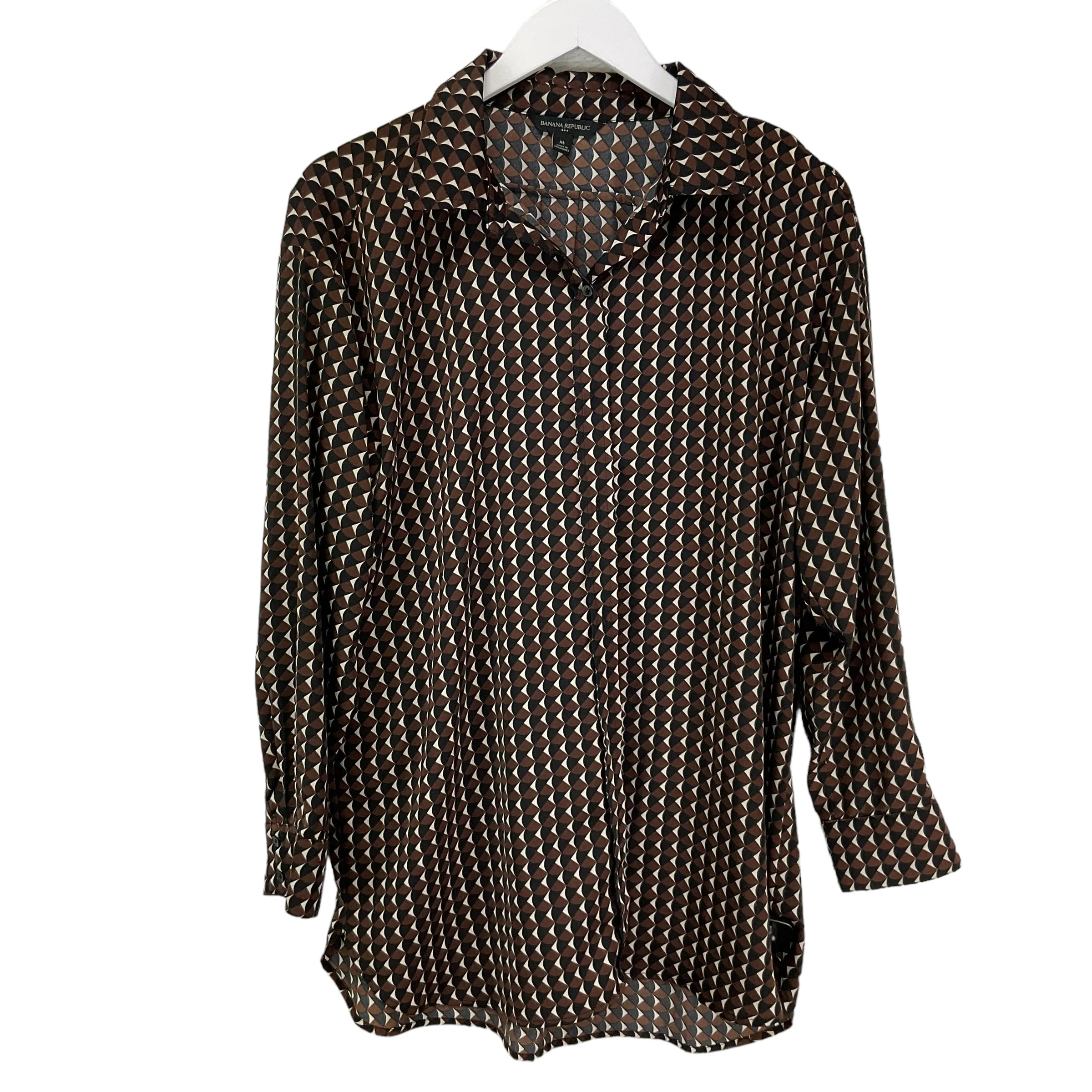 Black & Brown Blouse Long Sleeve Banana Republic, Size M