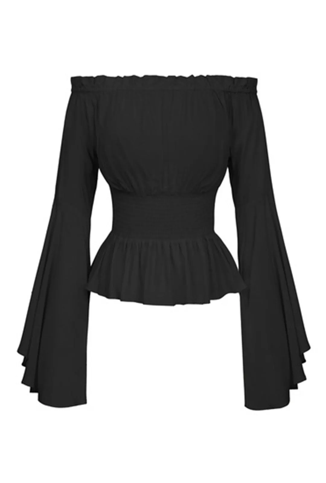 Black Bell Sleeve Peasant Blouse