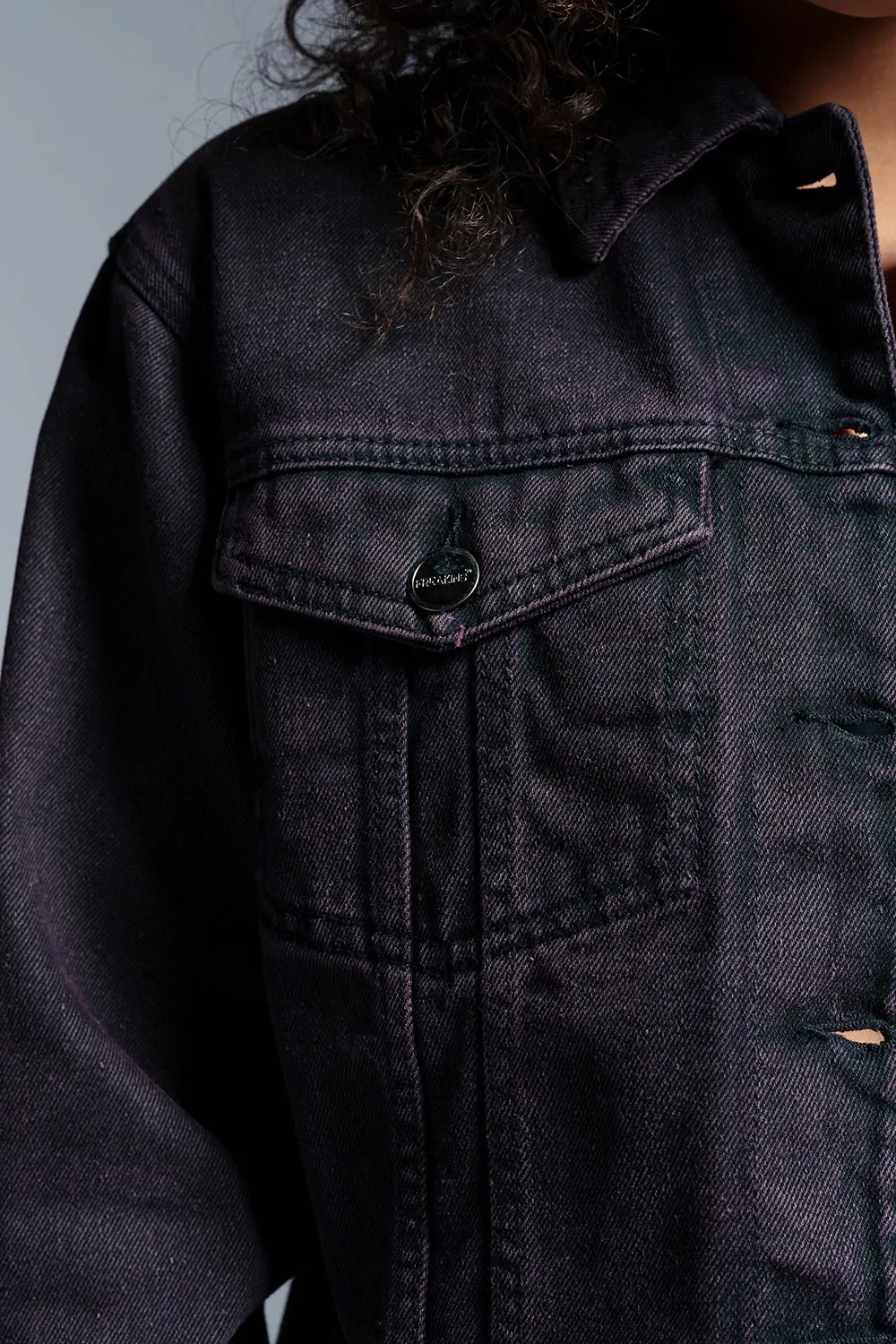 Black Chrome Denim Trucker Jacket