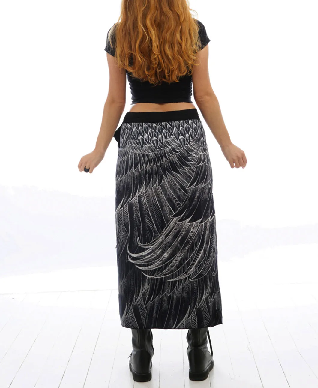 Black Feather Wrap Skirt