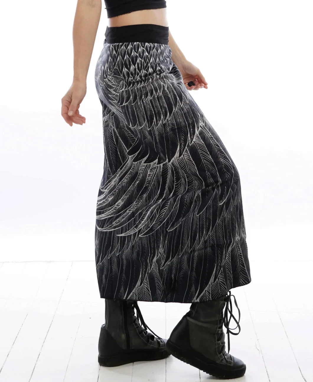 Black Feather Wrap Skirt