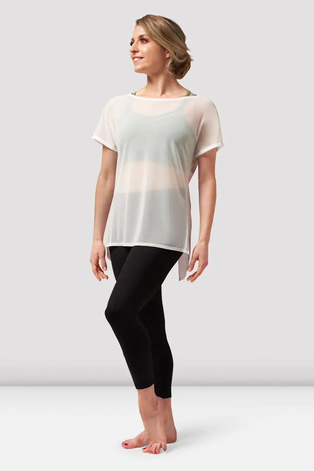 Bloch Haylee Mesh Tie Back Over Tee - White