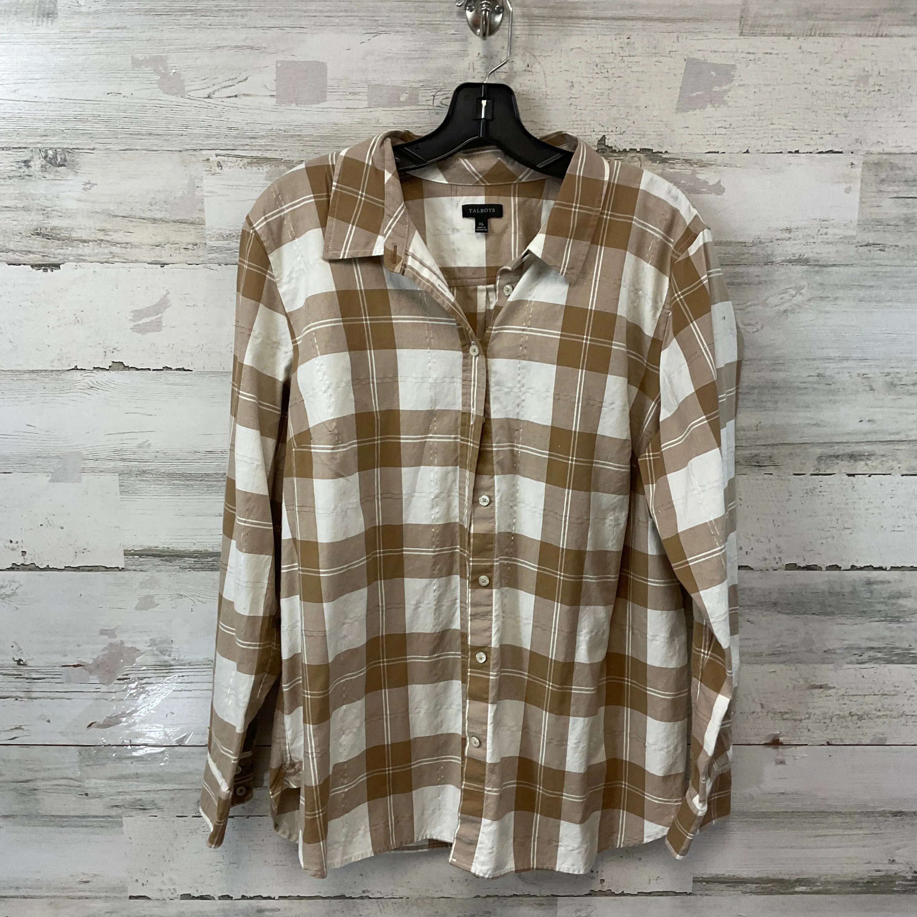 Blouse Long Sleeve By Talbots In Brown, Size: Xl