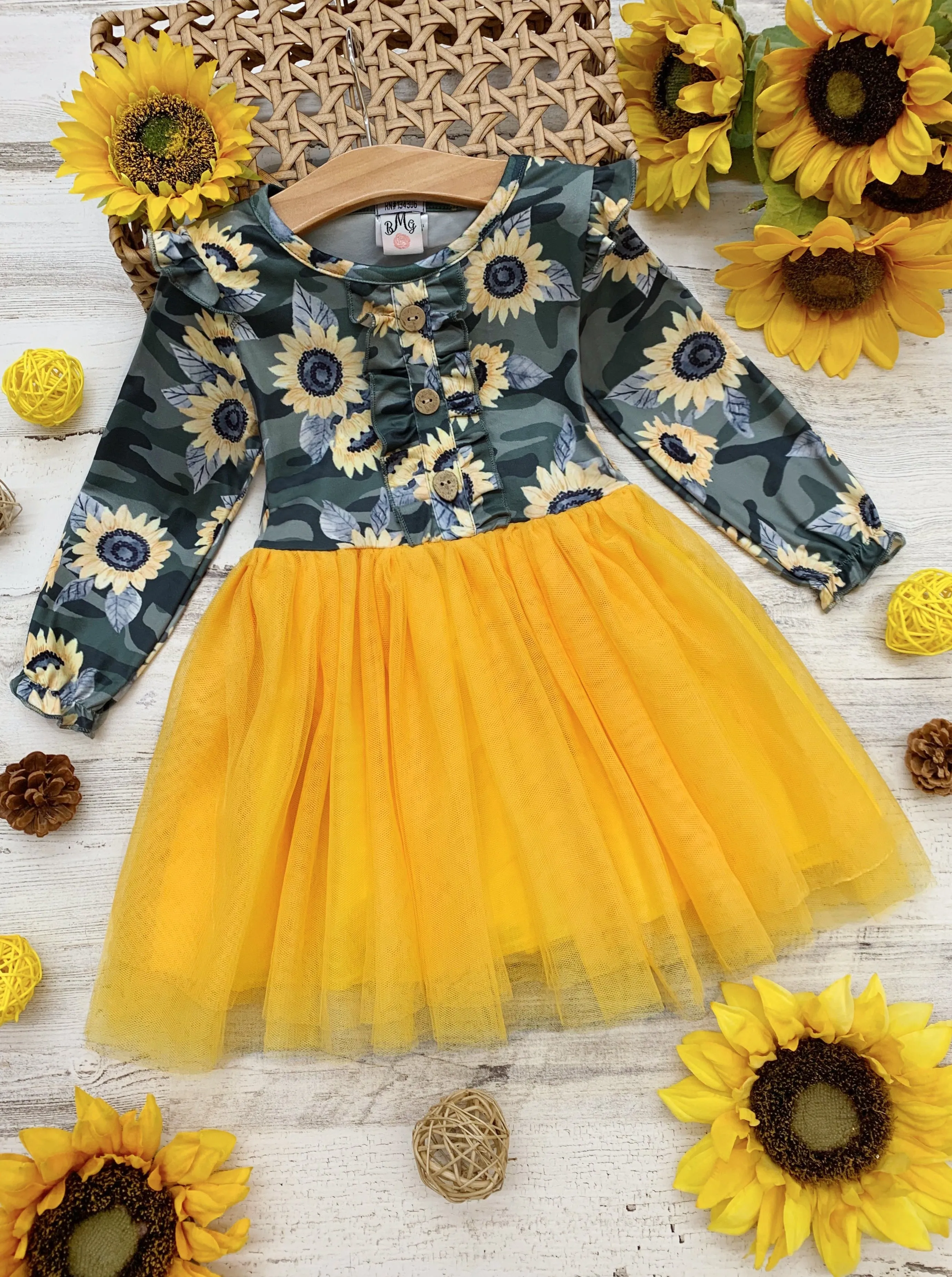 Bright As A Sunflower Ruffle Tutu Dress