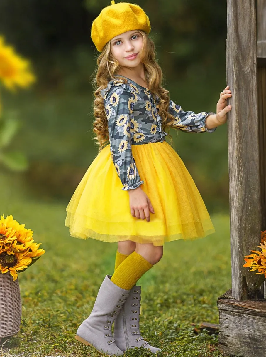 Bright As A Sunflower Ruffle Tutu Dress