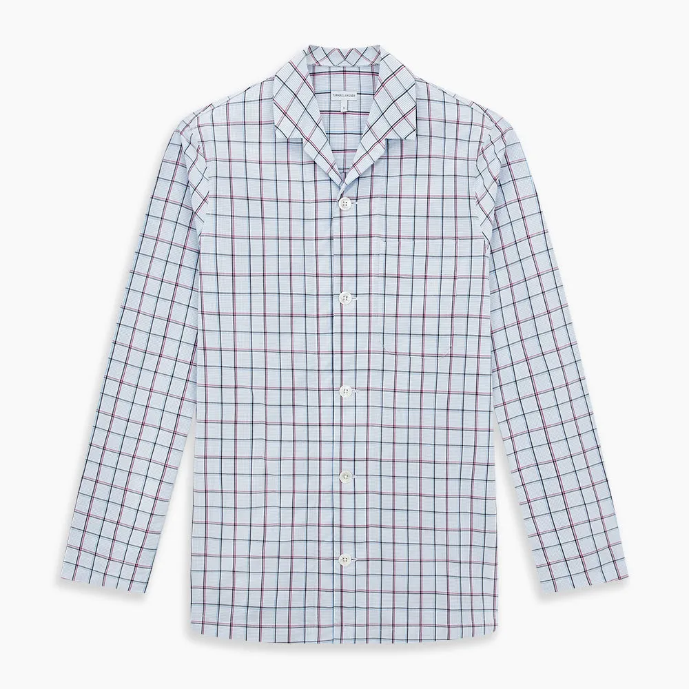 Burgundy and Blue Check Pyjama Shirt