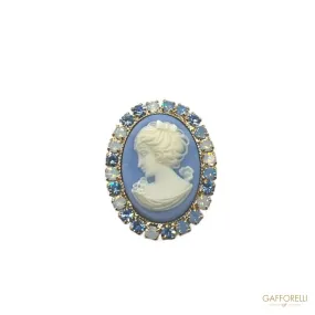 Button Cameo with Rhinestones D338 - Gafforelli Srl