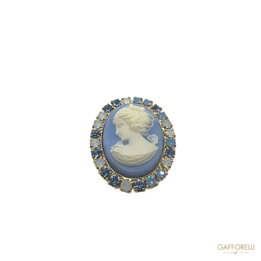 Button Cameo with Rhinestones D338 - Gafforelli Srl