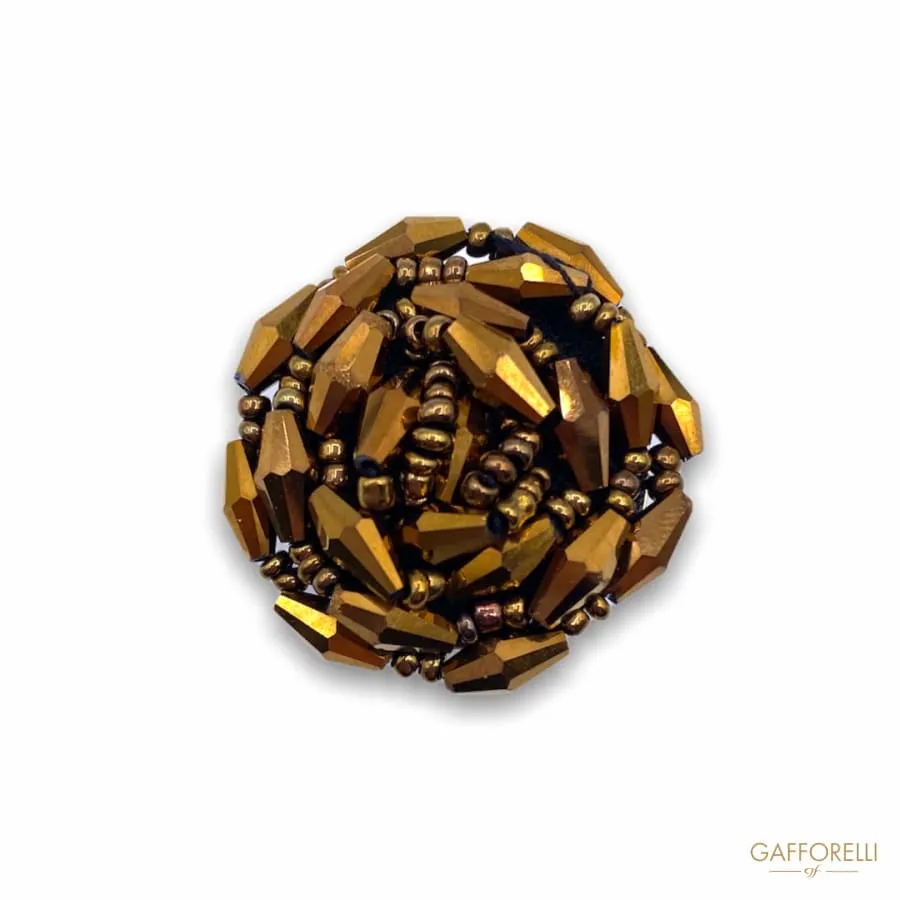 Button Covered with Jaies and Metalized Beads Gold A338 - Gafforelli Srl