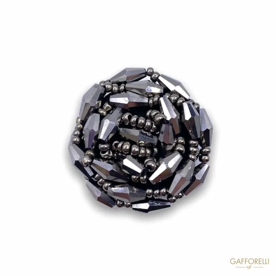 Button Covered with Jaies and Metalized Beads Gold A338 - Gafforelli Srl