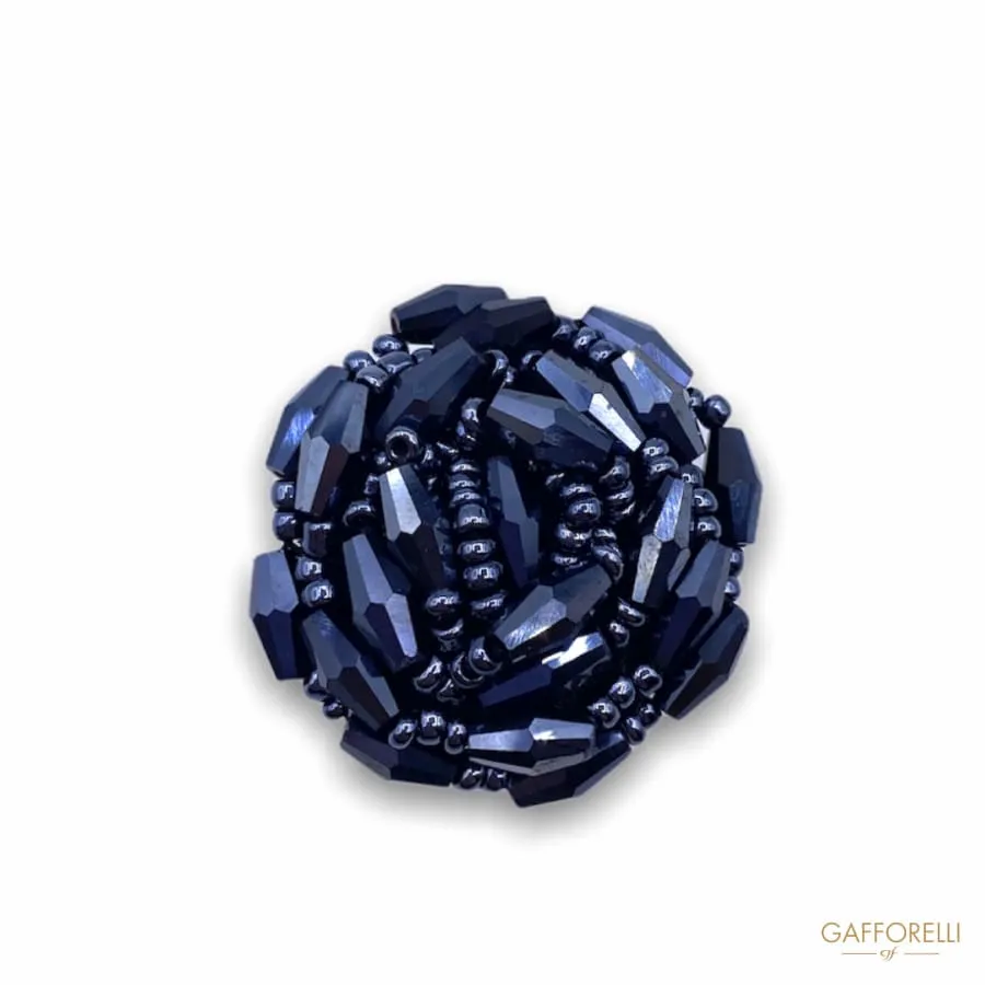 Button Covered with Jaies and Metalized Beads Gold A338 - Gafforelli Srl