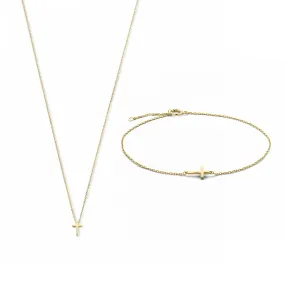 Cadeau d'Isabel 14 karat gold necklace and bracelet gift set