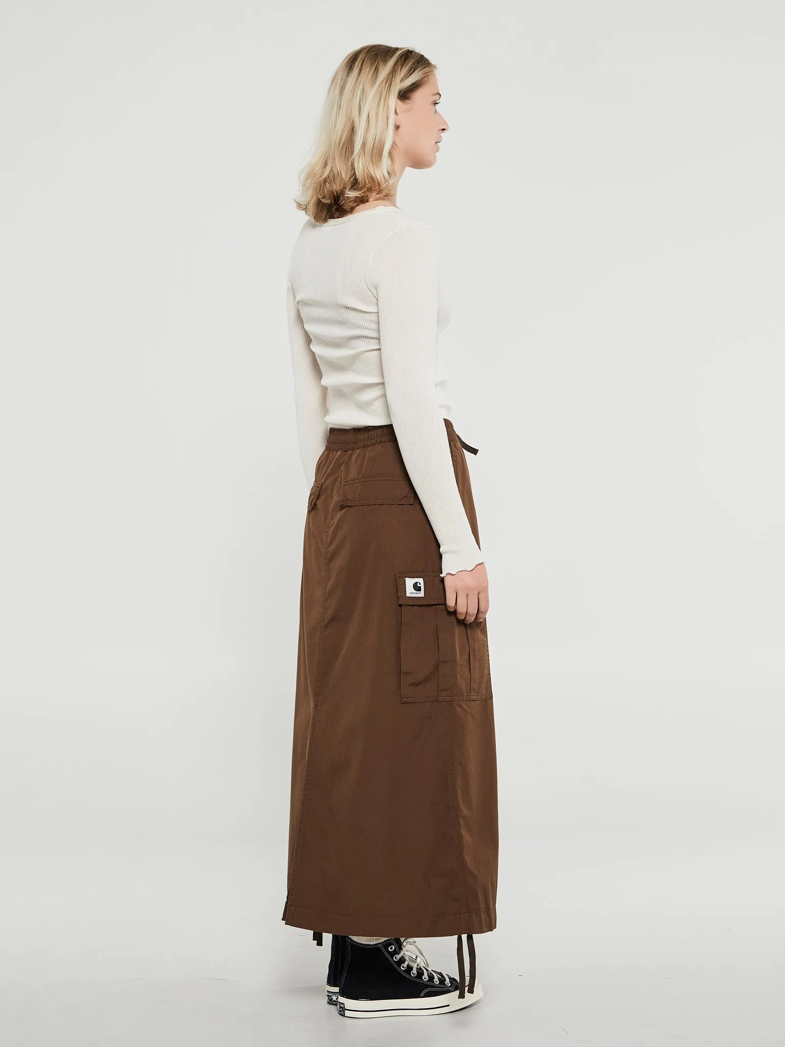 Cargo Skirt in Chocolate Rinsed