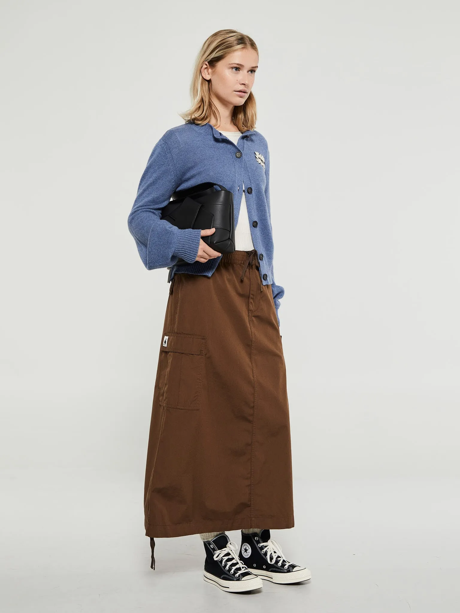 Cargo Skirt in Chocolate Rinsed